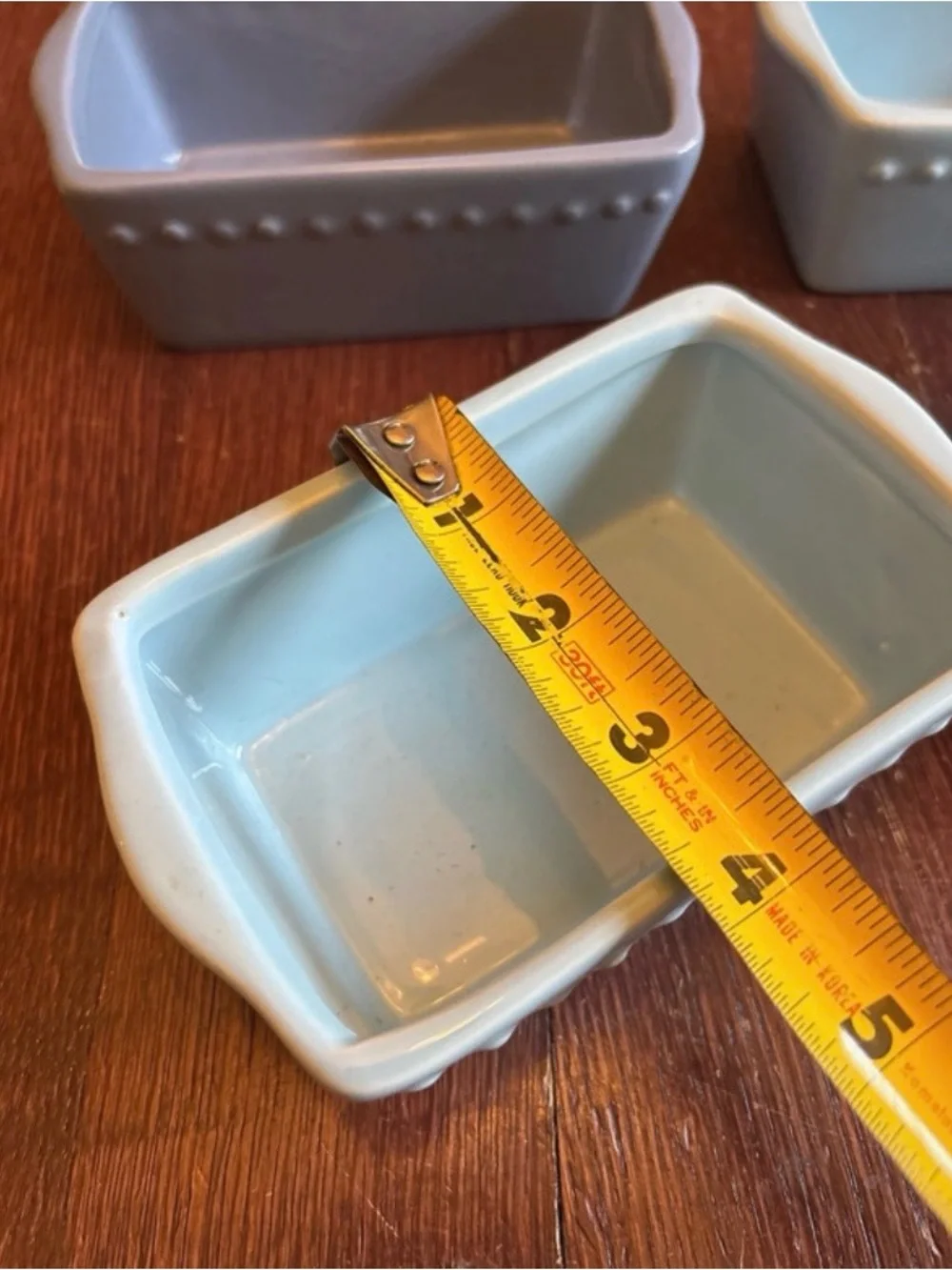 Source Unknown Light Blue Rectangular Stoneware Ramekins Set of 4